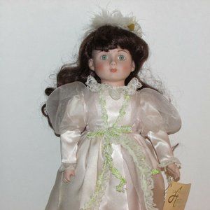 Vintage Musical Porcelain Doll Miranda Artisan Collection Brown Hair